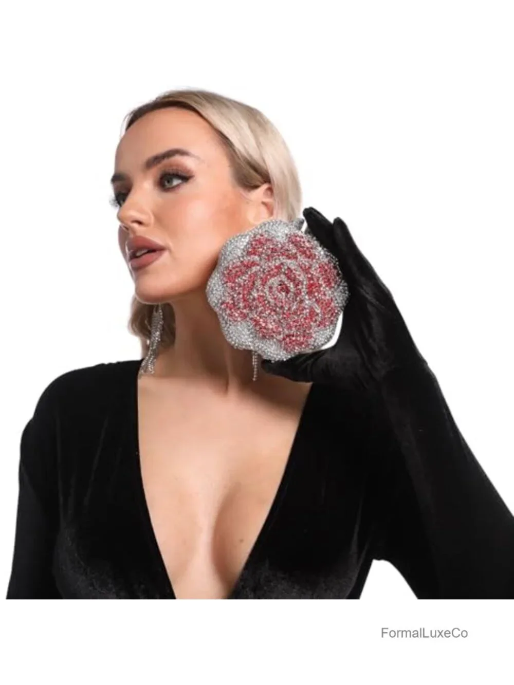 Crystal Clutch Purse Flower Evening Bag Wedding Party Prom Rhinestone Floral